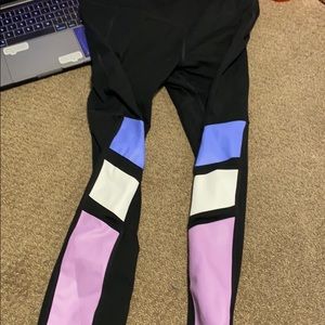 light purple, pink, and white black gap leggings